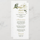 Grüne Blume in Weiß und Gold Menükarte (Vorne/Hinten)