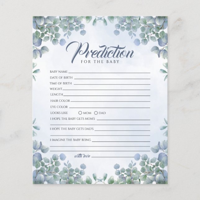 Grüne Blume Kinderdusche Vorhersagespiel (Vorderseite)