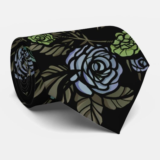 Grüne Blume Krawatte (Gerollt)