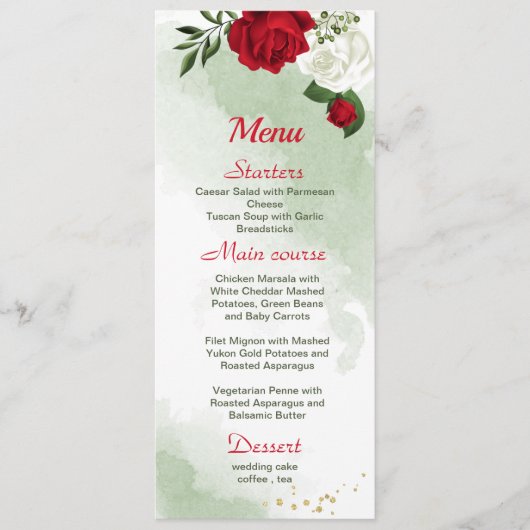 Grüne Blume Menükarte (Vorderseite)