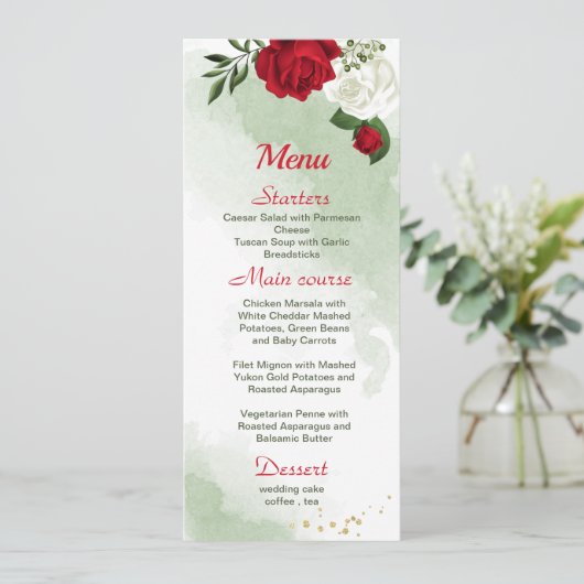 Grüne Blume Menükarte (Stehend Vorderseite)