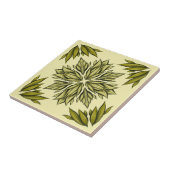 Grüne Blume Muster Retro Modernes Botanisches Fliese (Seite)