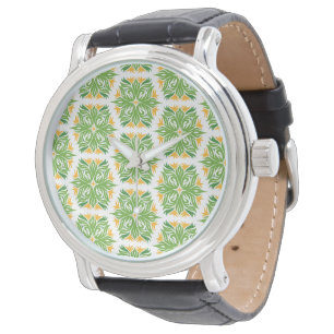 Grüne Blume, Muster von Blume, Blumenmuster Armbanduhr