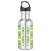 Grüne Blume, Muster von Blume, Blumenmuster Edelstahlflasche (Rückseite)
