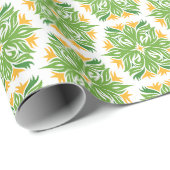 Grüne Blume, Muster von Blume, Blumenmuster Geschenkpapier (Rolleneckpunkt)