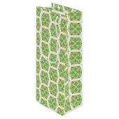 Grüne Blume, Muster von Blume, Blumenmuster Geschenktüte Für Weinflaschen (Vorderseite Schrägansicht)