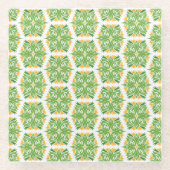 Grüne Blume, Muster von Blume, Blumenmuster Glasuntersetzer (Vorderseite)