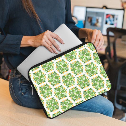 Grüne Blume, Muster von Blume, Blumenmuster Laptopschutzhülle