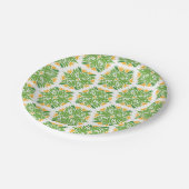 Grüne Blume, Muster von Blume, Blumenmuster Pappteller (Schrägansicht)