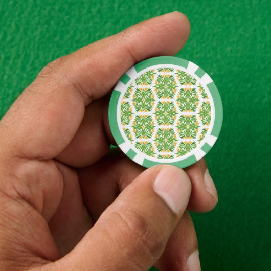 Grüne Blume, Muster von Blume, Blumenmuster Pokerchips (Hand)