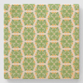 Grüne Blume, Muster von Blume, Blumenmuster Steinuntersetzer (Vorderseite)
