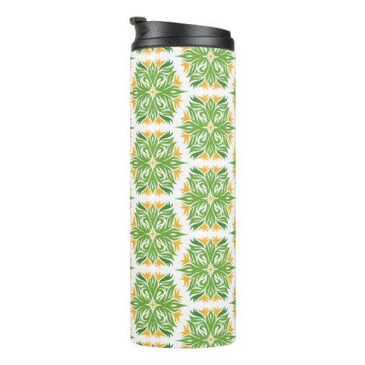 Grüne Blume, Muster von Blume, Blumenmuster Thermosbecher (Nach rechts gedreht)