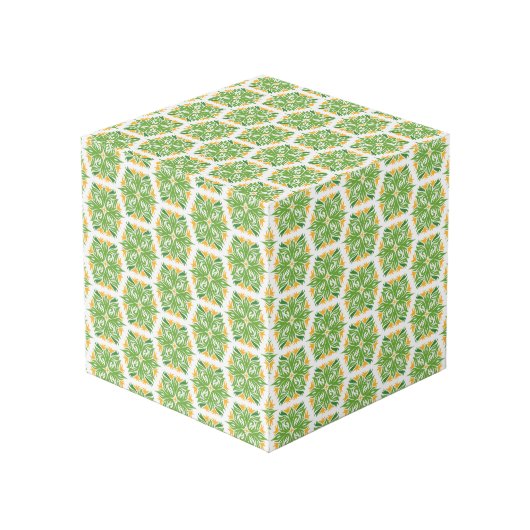 Grüne Blume, Muster von Blume, Blumenmuster Würfel (Vorderseite Schrägansicht)