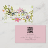 Grüne Blume Ornament mit QR Visitenkarte (Vorne/Hinten)