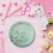 Grüne Blume Pappteller (Party)