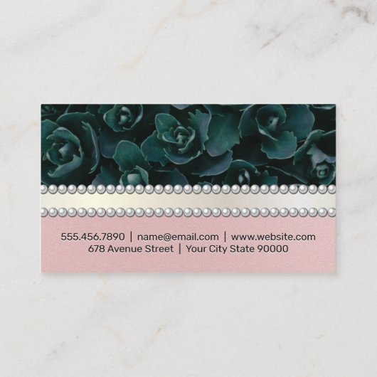 Grüne Blume | Perlen Visitenkarte (Rückseite)