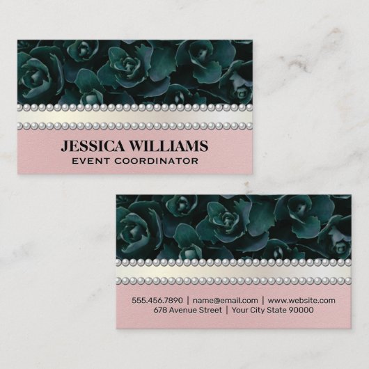 Grüne Blume | Perlen Visitenkarte (Vorne/Hinten)