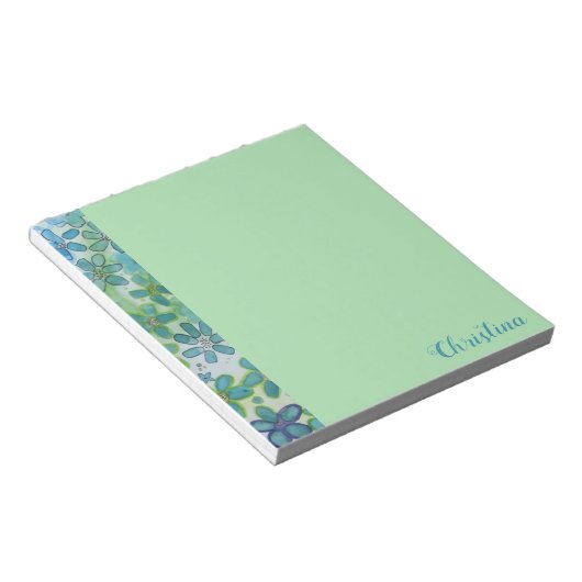 Grüne Blume Personalisiert Notizblock (angewinkelt)