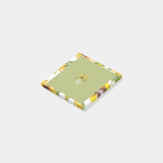 Grüne Blume Pot Sonnenblume Post-it Klebezettel (angewinkelt)