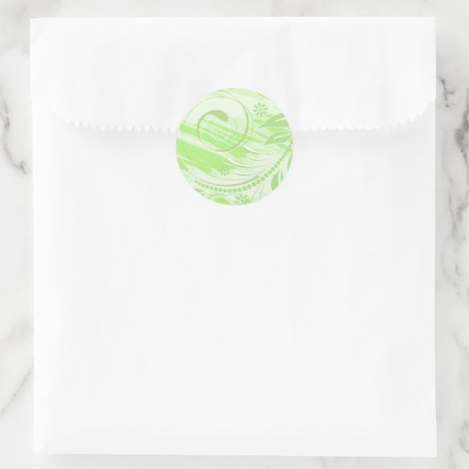 grüne Blume Runder Aufkleber (Tasche)