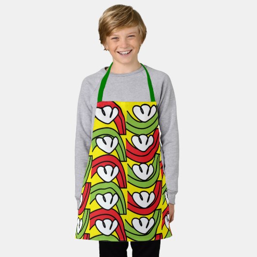 Grüne Blume Schürze (Getragen)