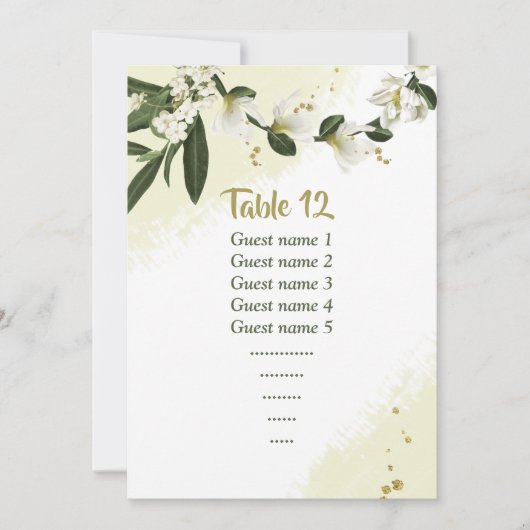Grüne Blume Sitzkarte Tischnummer (Vorderseite)