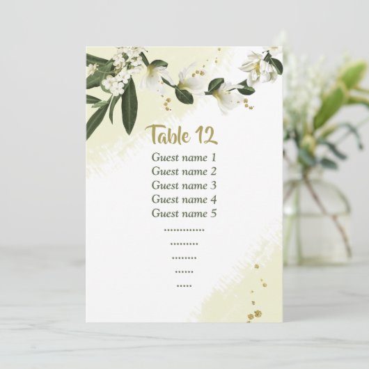 Grüne Blume Sitzkarte Tischnummer (Stehend Vorderseite)