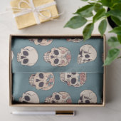 Grüne Blume Skulls animiert farbiges Halloween Seidenpapier (Geschenk)