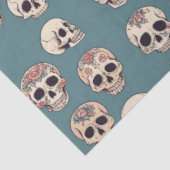 Grüne Blume Skulls animiert farbiges Halloween Seidenpapier (Ausschnitt)