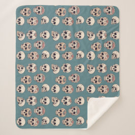 Grüne Blume Skulls animiert farbiges Halloween Sherpadecke