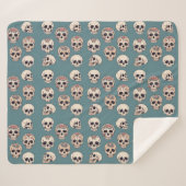 Grüne Blume Skulls animiert farbiges Halloween Sherpadecke (Vorderseite (Horizontal))