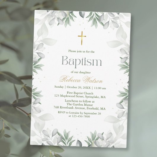 Grüne Blume Taufen Dankeskarte