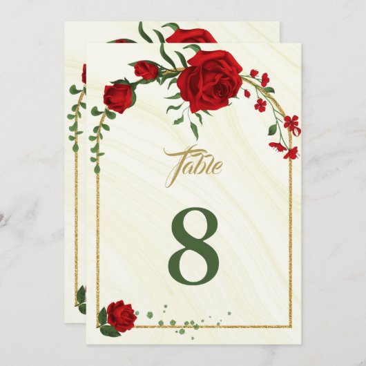 Grüne Blume Tischnummer (Vorne/Hinten)