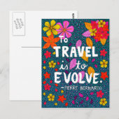 Grüne Blume Typografie Reisekostenvoranschlag Postkarte (Vorne/Hinten)