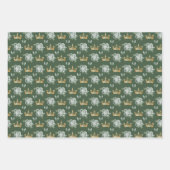 Grüne Blume und Goldkronen Geschenkpapier Set (Vorderseite 2)