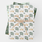 Grüne Blume und Goldkronen Geschenkpapier Set (Beispiel)