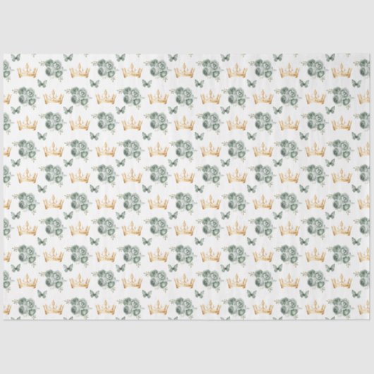 Grüne Blume und Goldkronen Seidenpapier (Vorderseite)