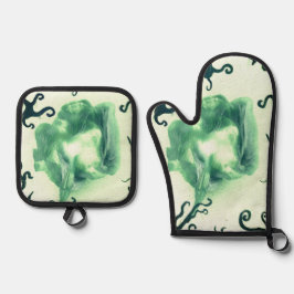 Grüne Blume und Ivy Ofenhandschuh & Topflappen-Set