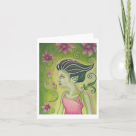 Grüne Blume und rosa Grußkarte Feiertagskarte