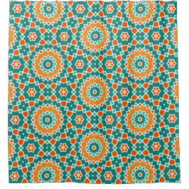 Grüne Blume und rote Diamanten Duschvorhang