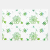 Grüne Blume und Sterne Geschenkpapier Set (Vorderseite 2)