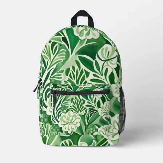 Grüne Blume, Vintages Design Bedruckter Rucksack (Vorderseite)
