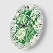 Grüne Blume, Vintages Design Große Wanduhr (Winkel)