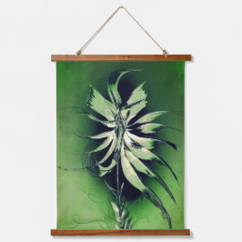 Grüne Blume Wandteppich Mit Holzrahmen
