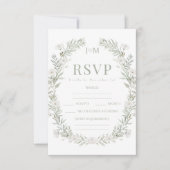 Grüne Blume Wraath rustikale Hochzeit RSVP Karten (Vorderseite)