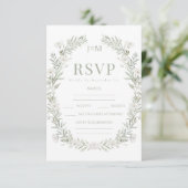 Grüne Blume Wraath rustikale Hochzeit RSVP Karten (Stehend Vorderseite)