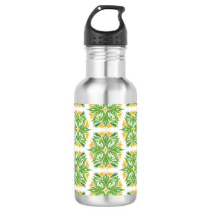 Grüne Blumen, Blumenmuster, Florales Muster Edelstahlflasche