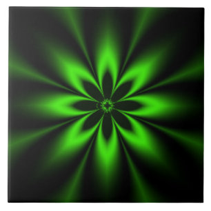 Grüne Blumen-Burst-Fraktal Fliese