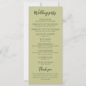 Grüne Blumen Einfaches Hochzeitsprogramm (Rückseite)