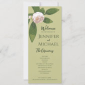 Grüne Blumen Einfaches Hochzeitsprogramm (Vorderseite)